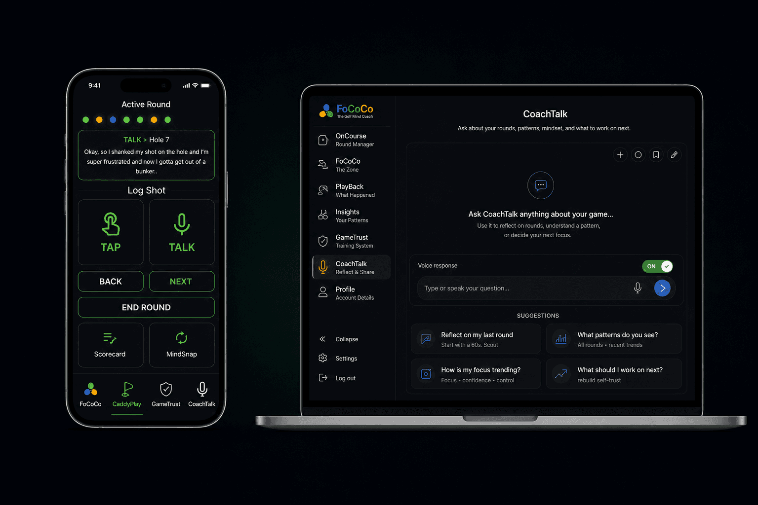 FoCoCo mobile app and web app connected